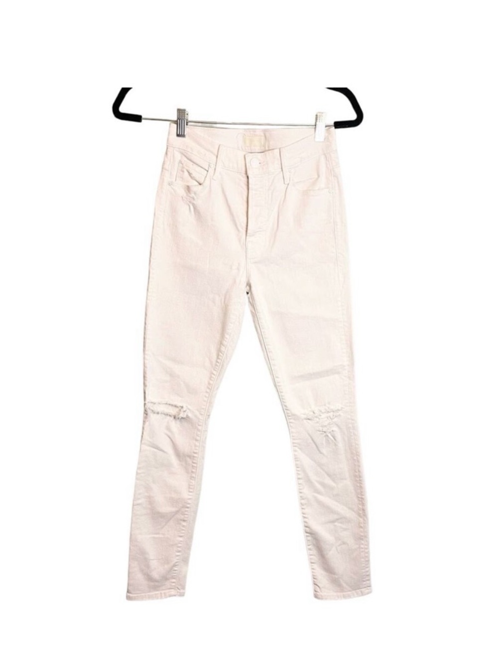 MOTHER Jeans Womens 25 White Denim The Stunner Ankle High Rise Skinny Button Fly
